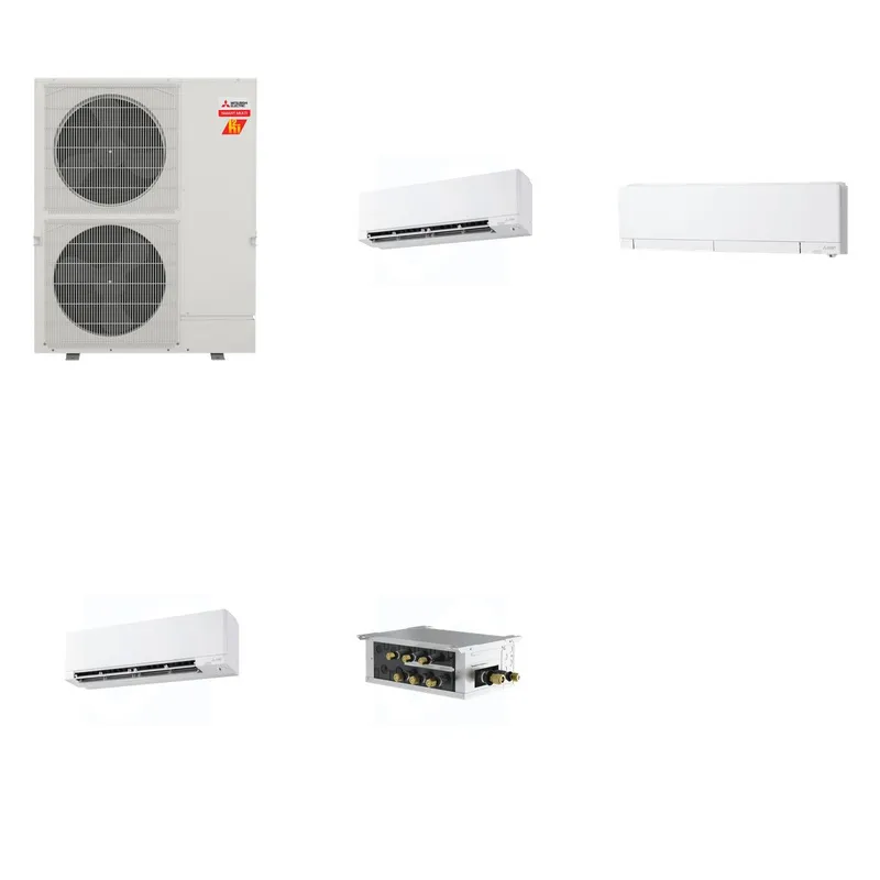 Mitsubishi Multi-Zone 60000 BTU R-454B 20 SEER2 3-Zone Wall-Mounted Hyper Heat Mini Split Heat Pump System - 9K+12K+18K