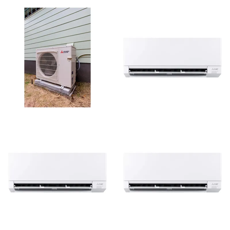 Mitsubishi Multi-Zone 22000 BTU R-454B 20 SEER2 3-Zone Wall-Mounted Mini Split Heat Pump System - 9K+9K+9K