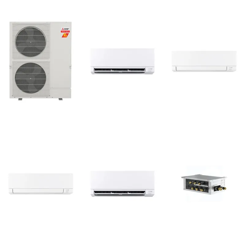 Mitsubishi Multi-Zone 60000 BTU R-454B 20 SEER2 4-Zone Wall-Mounted Mini Split Heat Pump System - 9K+15K+15K+24K