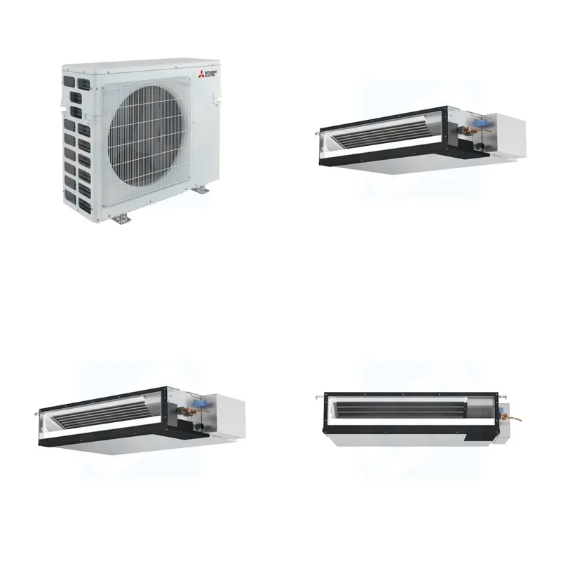 Mitsubishi Multi-Zone 40500 BTU R-454B 16 SEER2 3-Zone Ducted Low-Static Mini Split Heat Pump System - 15K+15K+18K
