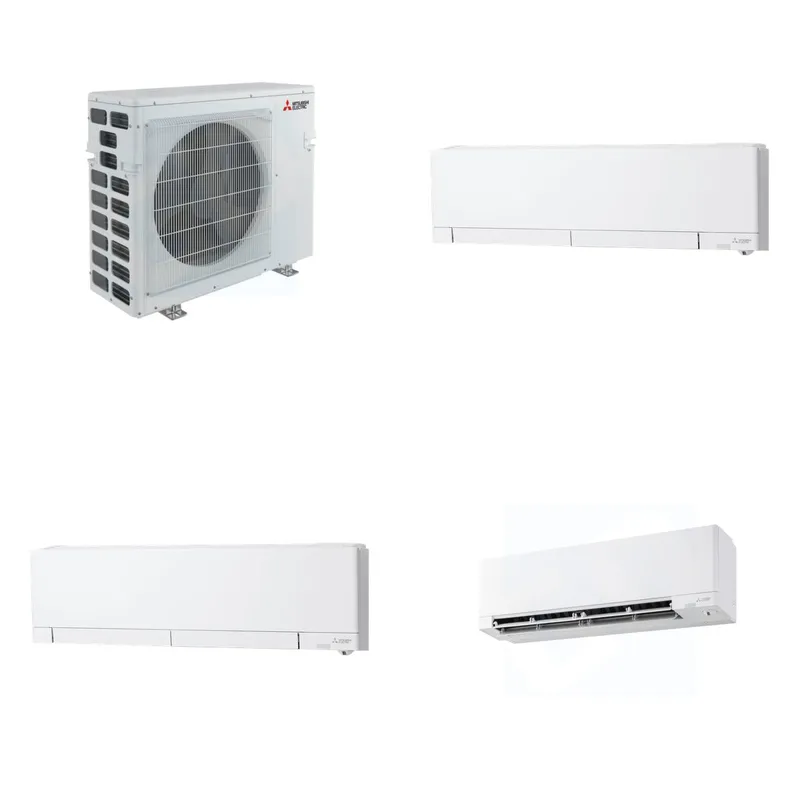 Mitsubishi Multi-Zone 40500 BTU R-454B 20 SEER2 3-Zone Wall-Mounted Hyper Heat Mini Split Heat Pump System - 6K+6K+15K