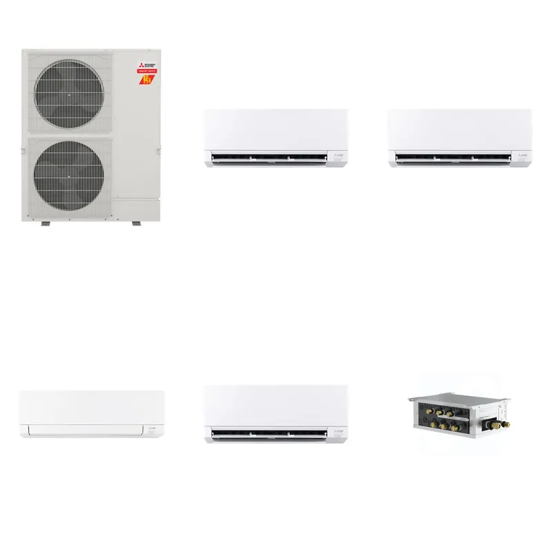 Mitsubishi Multi-Zone 60000 BTU R-454B 20 SEER2 4-Zone Wall-Mounted Mini Split Heat Pump System - 6K+6K+15K+24K