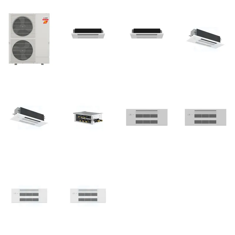 Mitsubishi Multi-Zone 60000 BTU R-454B 20 SEER2 4-Zone 1-Way Ceiling Cassette Mini Split Heat Pump System - 6K+6K+18K+18K
