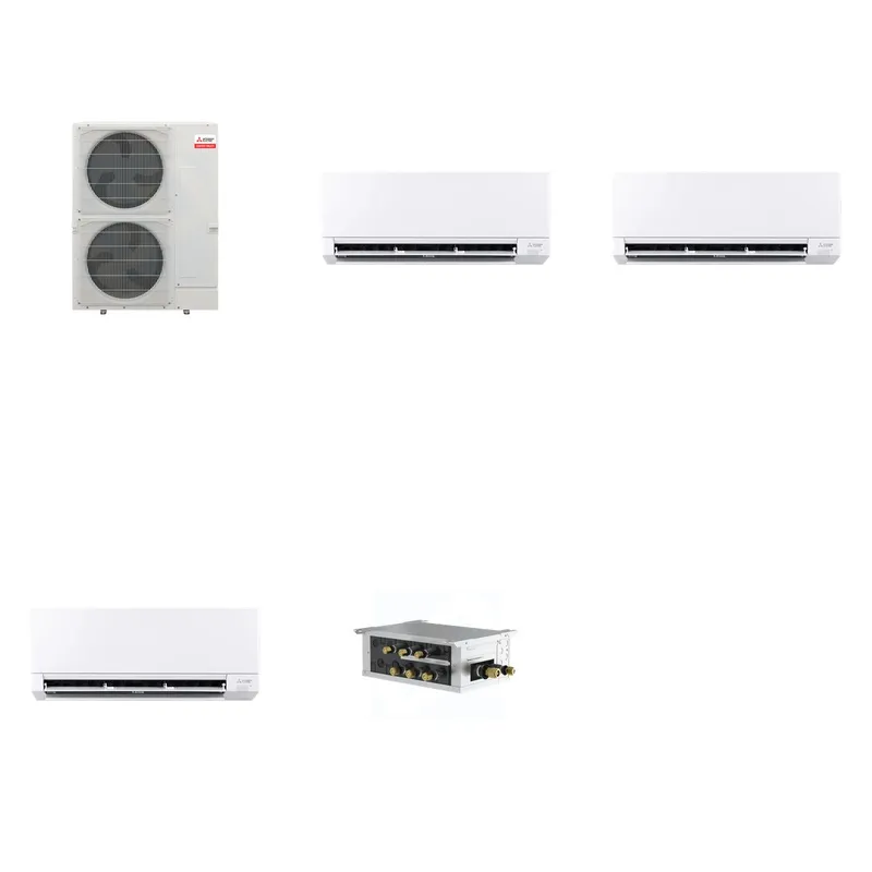 Mitsubishi Multi-Zone 48000 BTU R-454B 20 SEER2 3-Zone Wall-Mounted Mini Split Heat Pump System - 6K+6K+24K