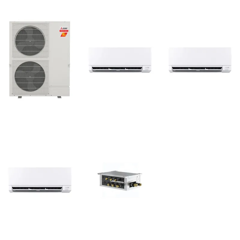 Mitsubishi Multi-Zone 60000 BTU R-454B 20 SEER2 3-Zone Wall-Mounted Mini Split Heat Pump System - 9K+9K+24K