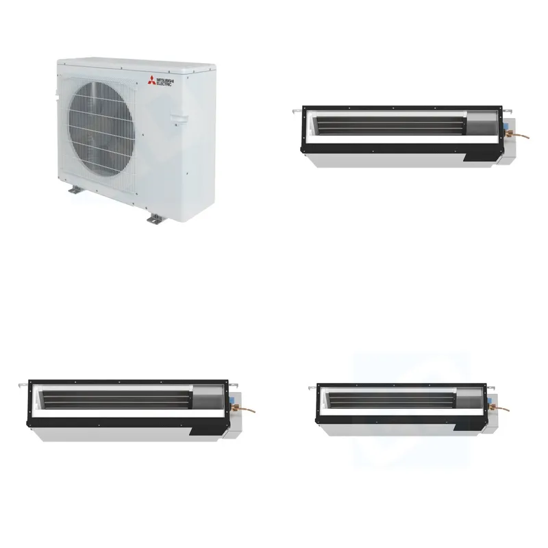 Mitsubishi Multi-Zone 28600 BTU R-454B 16 SEER2 3-Zone Ducted Low-Static Mini Split Heat Pump System - 9K+9K+18K