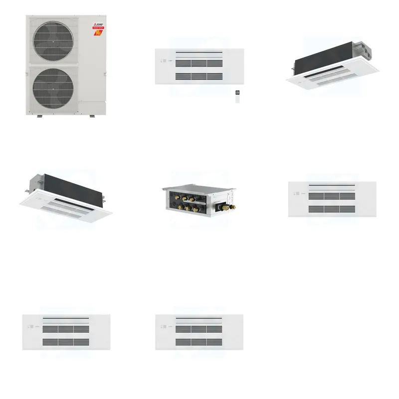 Mitsubishi Multi-Zone 60000 BTU R-454B 20 SEER2 3-Zone 1-Way Ceiling Cassette Mini Split Heat Pump System - 9K+12K+18K