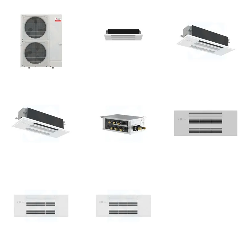 Mitsubishi Multi-Zone 48000 BTU R-454B 20 SEER2 3-Zone 1-Way Ceiling Cassette Mini Split Heat Pump System - 6K+18K+18K