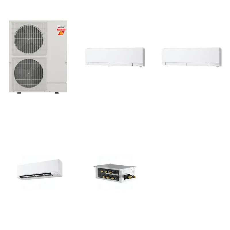 Mitsubishi Multi-Zone 60000 BTU R-454B 20 SEER2 3-Zone Wall-Mounted Hyper Heat Mini Split Heat Pump System - 6K+6K+15K