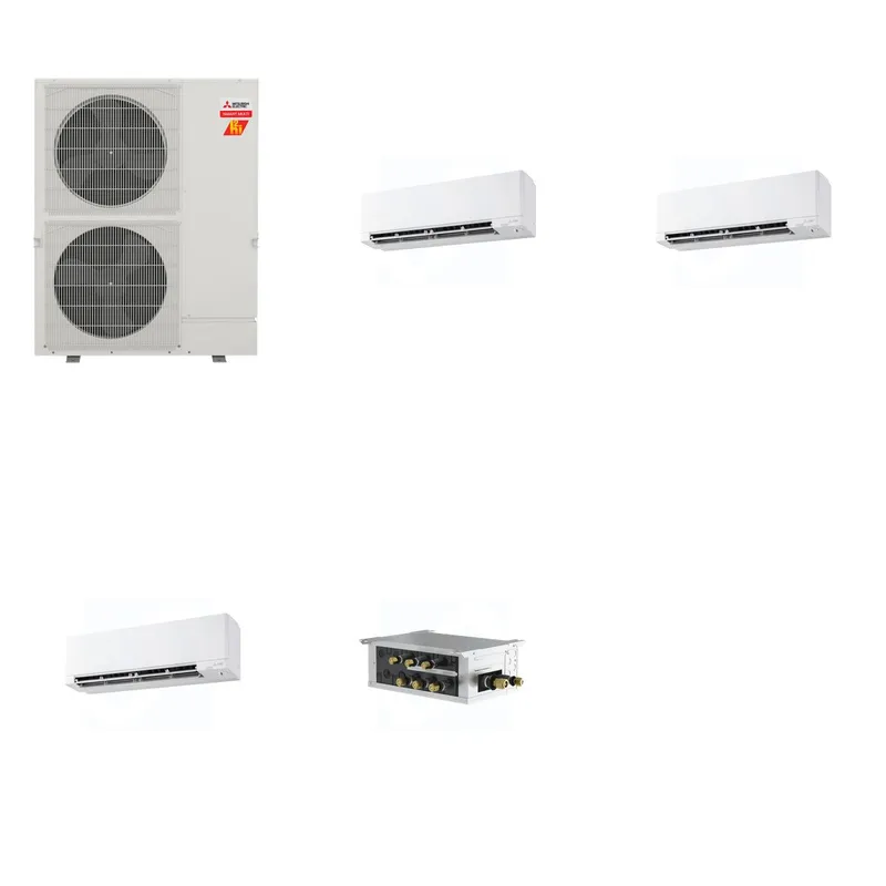 Mitsubishi Multi-Zone 60000 BTU R-454B 20 SEER2 3-Zone Wall-Mounted Hyper Heat Mini Split Heat Pump System - 15K+15K+15K