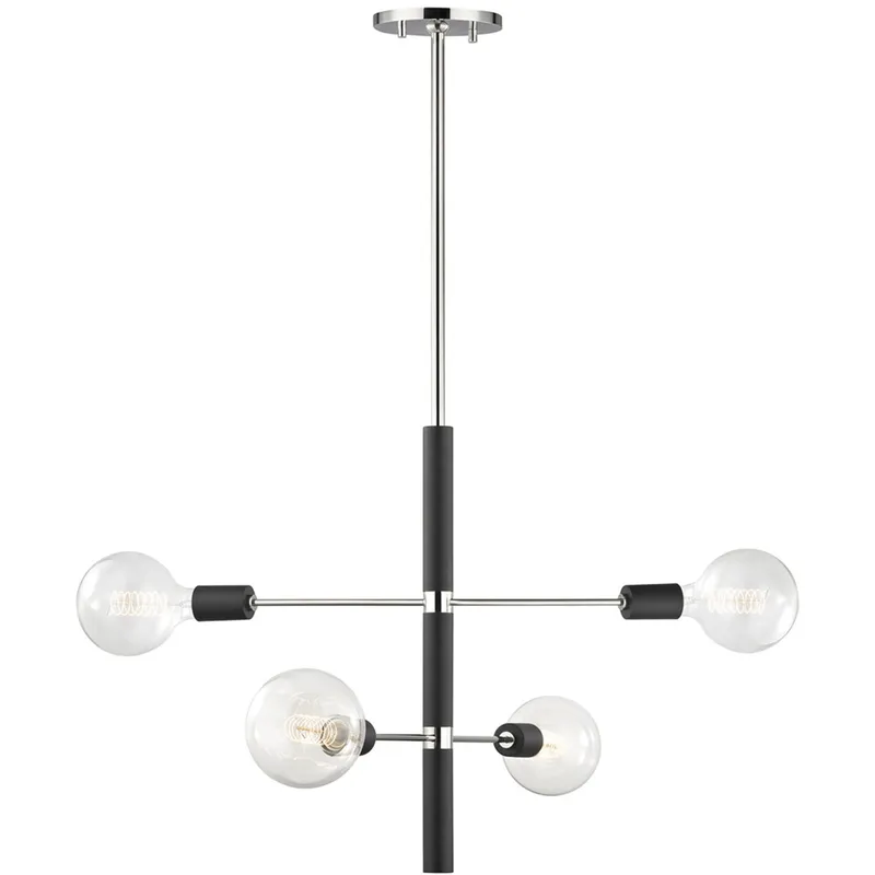 Astrid 4 Light 24 inch Polished Nickel Chandelier Ceiling Light in Polished Nickel and Black