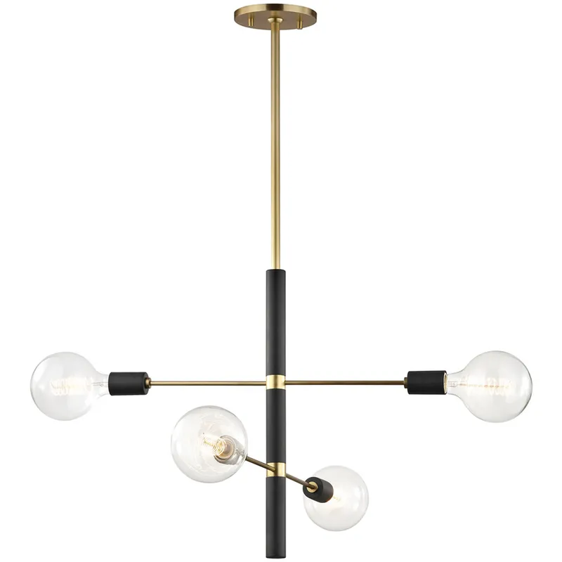 Astrid 4 Light 24 inch Aged Brass Chandelier Ceiling Light in Aged Brass and Black