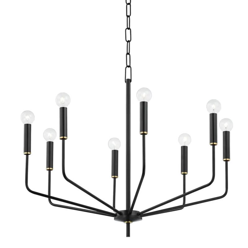 Bailey 8 Light 30 inch Aged Brass/Soft Black Chandelier Ceiling Light in Aged Brass and Soft Black