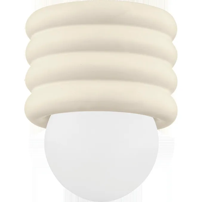 Bibi 1 Light 5 inch Aged Brass/Ceramic Antique Ivory Flush Mount Ceiling Light