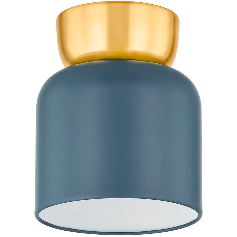 Batya 1 Light 6.25 inch Aged Brass/Slate Blue Flush Mount Ceiling Light