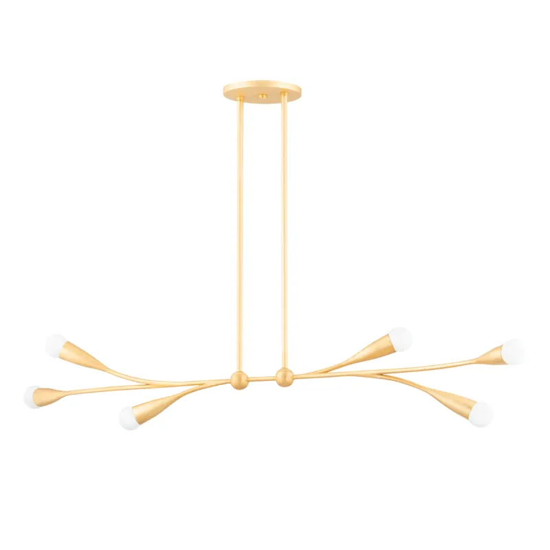Elsa 6 Light 50 inch Gold Leaf Linear Ceiling Light