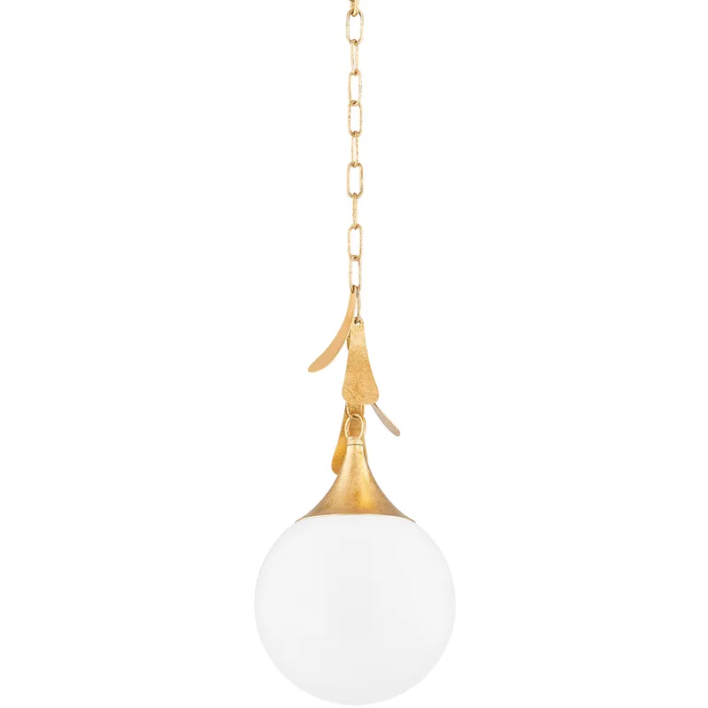 Victoria 1 Light 9 inch Vintage Gold Leaf Pendant Ceiling Light