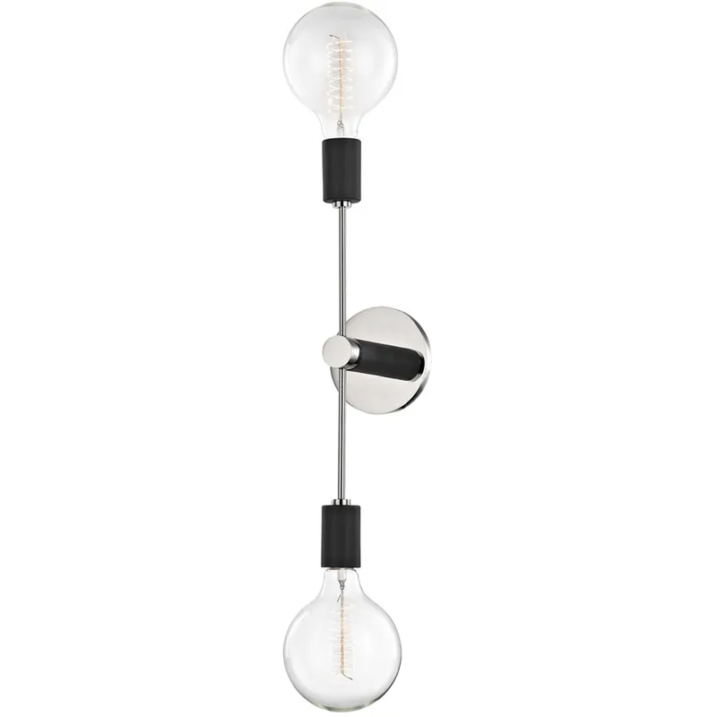 Astrid 2 Light 4.75 inch Polished Nickel Wall Sconce Wall Light in Polished Nickel and Black