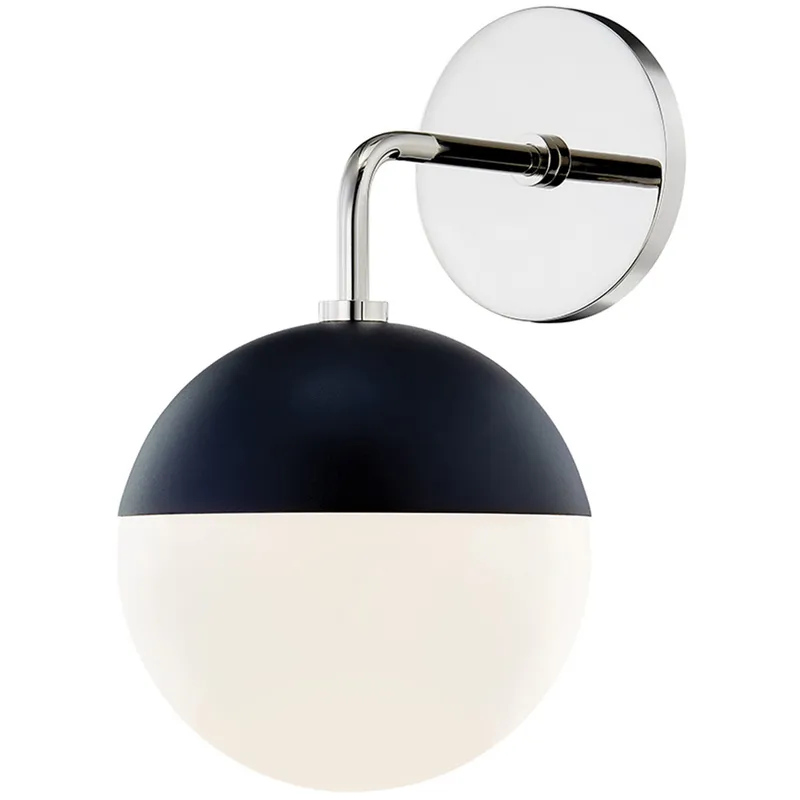 Renee 1 Light 6.75 inch Polished Nickel / Black Wall Sconce Wall Light in Polished Nickel and Black