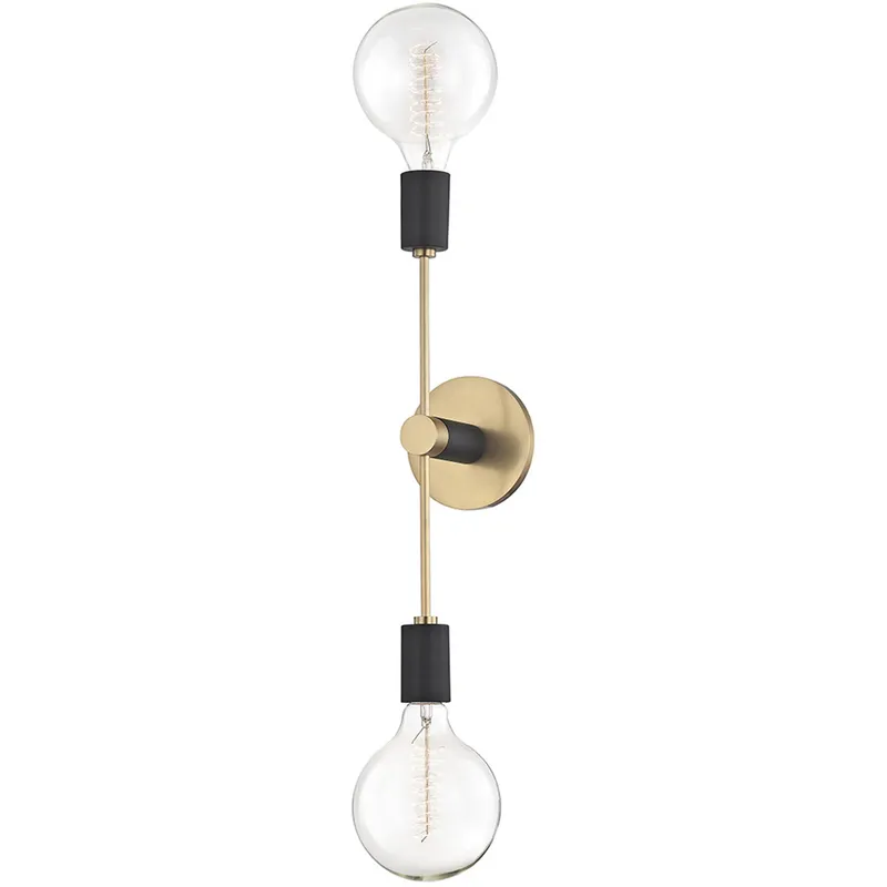 Astrid 2 Light 4.75 inch Aged Brass Wall Sconce Wall Light in Aged Brass and Black
