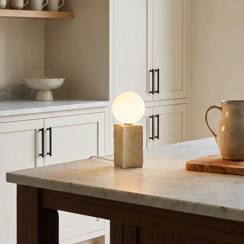 MOD Lighting Arabella · Travertine Stone Table Lamp — Warm White (3000K)