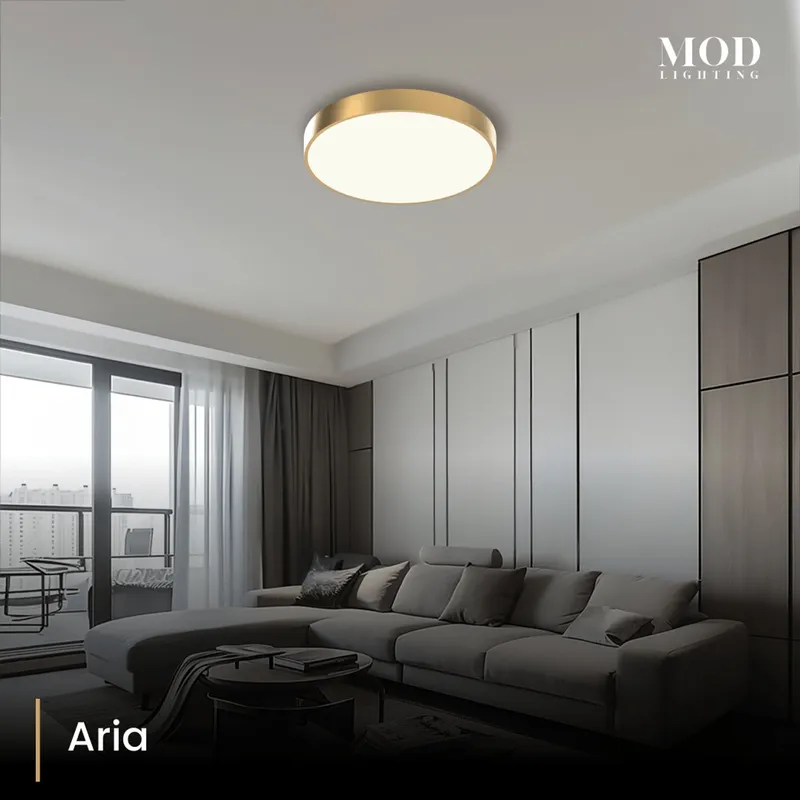 MOD Lighting Aria · Diffused Brass Flush Mount Light — Warm White (3000K)