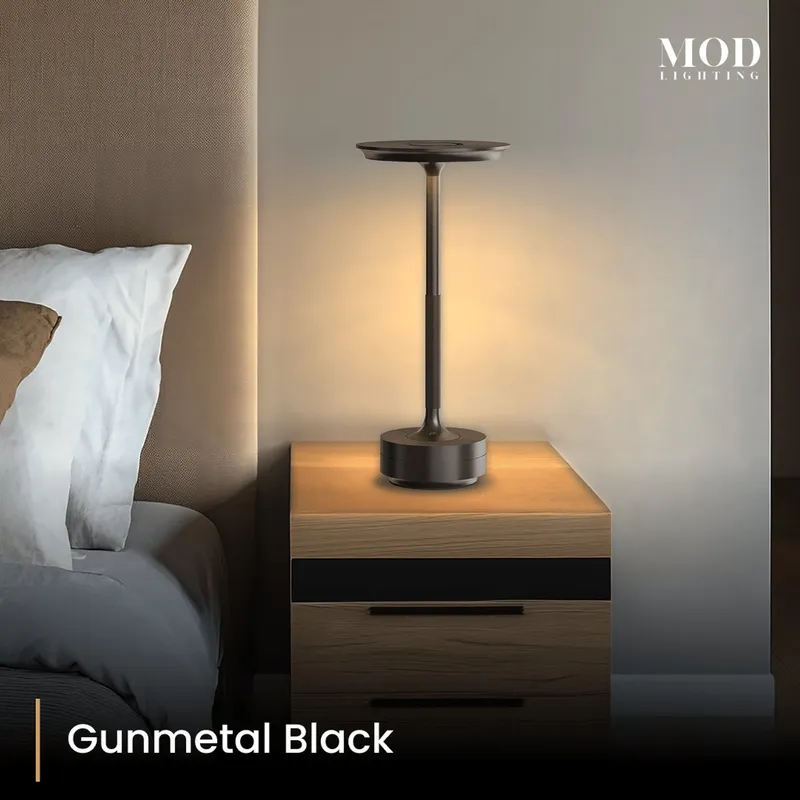 MOD Lighting Aris Rechargeable Table Lamp — Gunmetal Black / 3 Colors + Touch Dimming