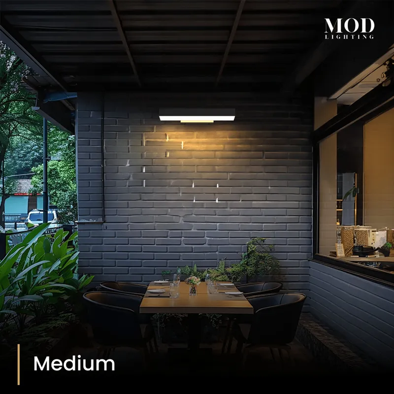 MOD Lighting Brook (Open Box UK) · Horizontal Outdoor Sconce in Black — Medium / Warm White (3000K)