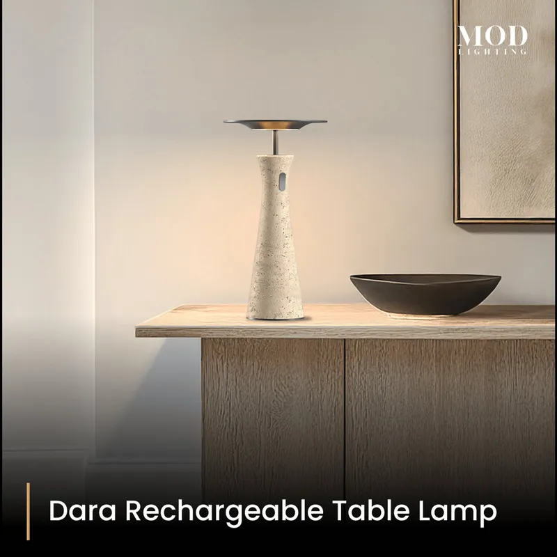 MOD Lighting Dara · Rechargeable Travertine Table Lamp