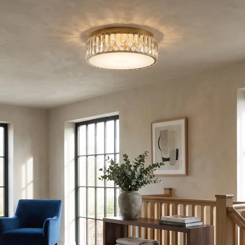 MOD Lighting Elara · Brass and Crystal Ceiling Light — Warm White (3000K)