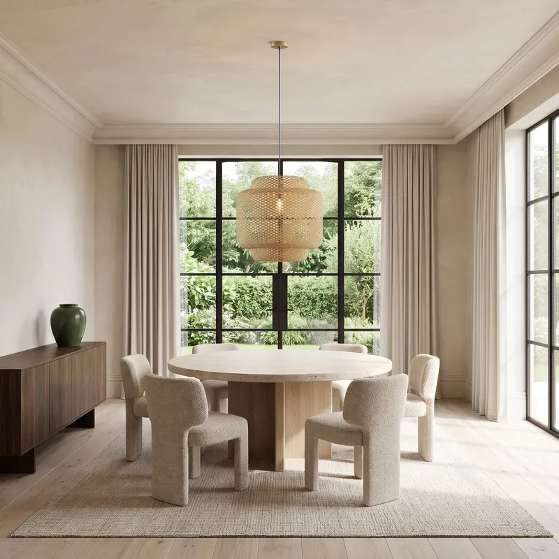 MOD Lighting Elva · Hand-Knit Bamboo Brass Chandelier — Small / Warm White (3000K)