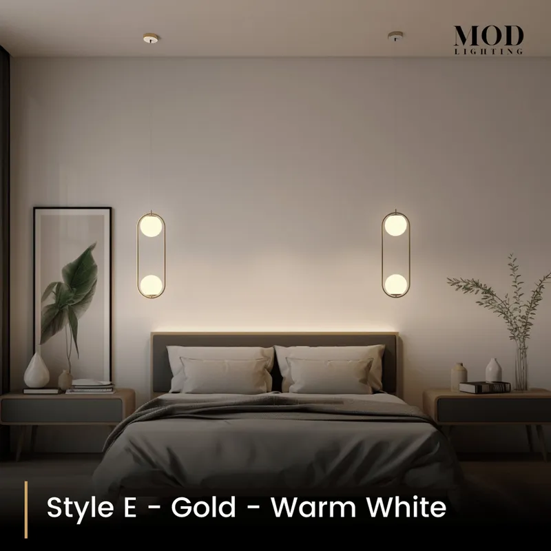MOD Lighting Jewels & Pearls (Open Box UK) · Nordic Orb Pendant Light — Brushed Gold / Style E / Warm White (3000K)