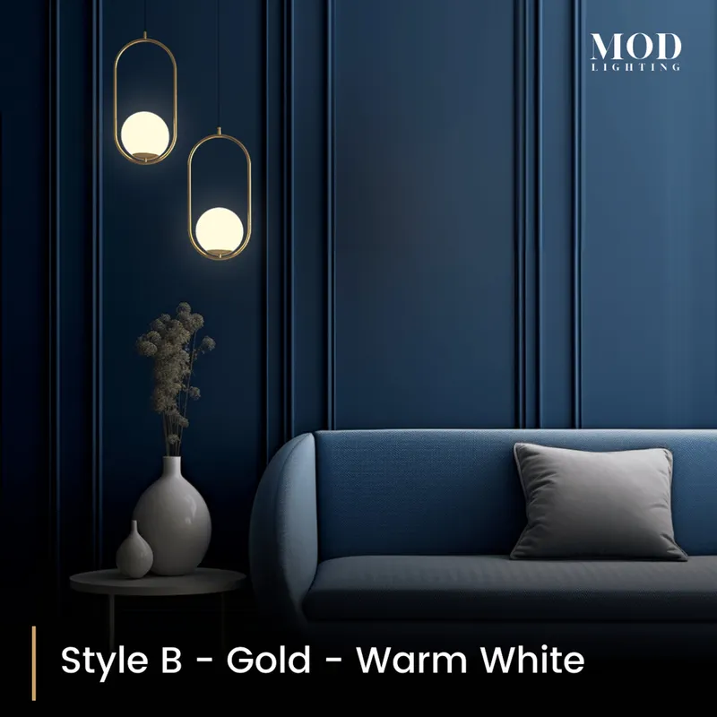 MOD Lighting Jewels & Pearls (Open Box UK) · Nordic Orb Pendant Light — Brushed Gold / Style B / Warm White (3000K)
