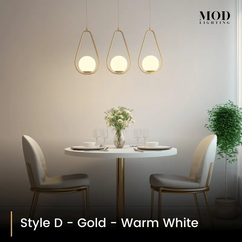 MOD Lighting Jewels & Pearls (Open Box UK) · Nordic Orb Pendant Light — Brushed Gold / Style D / Warm White (3000K)