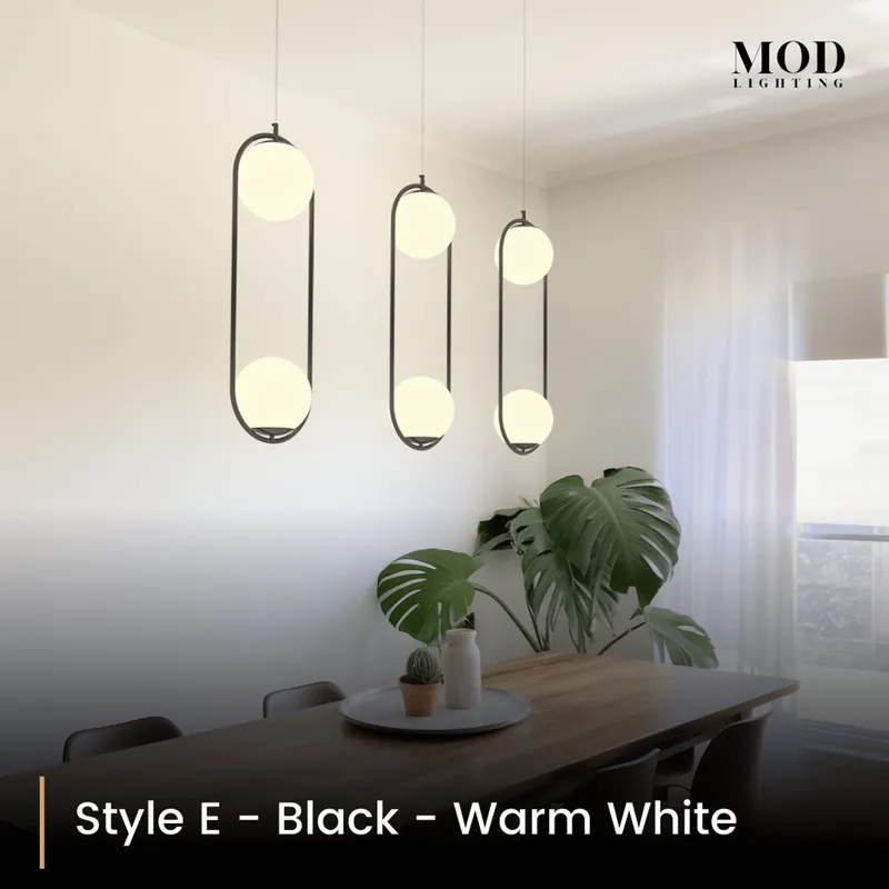 MOD Lighting Jewels & Pearls (Open Box UK) · Nordic Orb Pendant Light — Black Ash / Style E / Warm White (3000K)