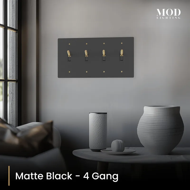 MOD Lighting Modern Toggle Switch — Matte Black / 4 Gang