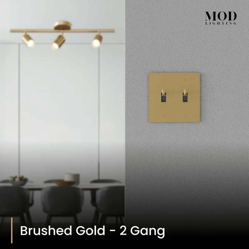 MOD Lighting Modern Toggle Switch — Brushed Gold / 2 Gang