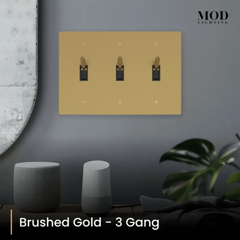 MOD Lighting Modern Toggle Switch — Brushed Gold / 3 Gang