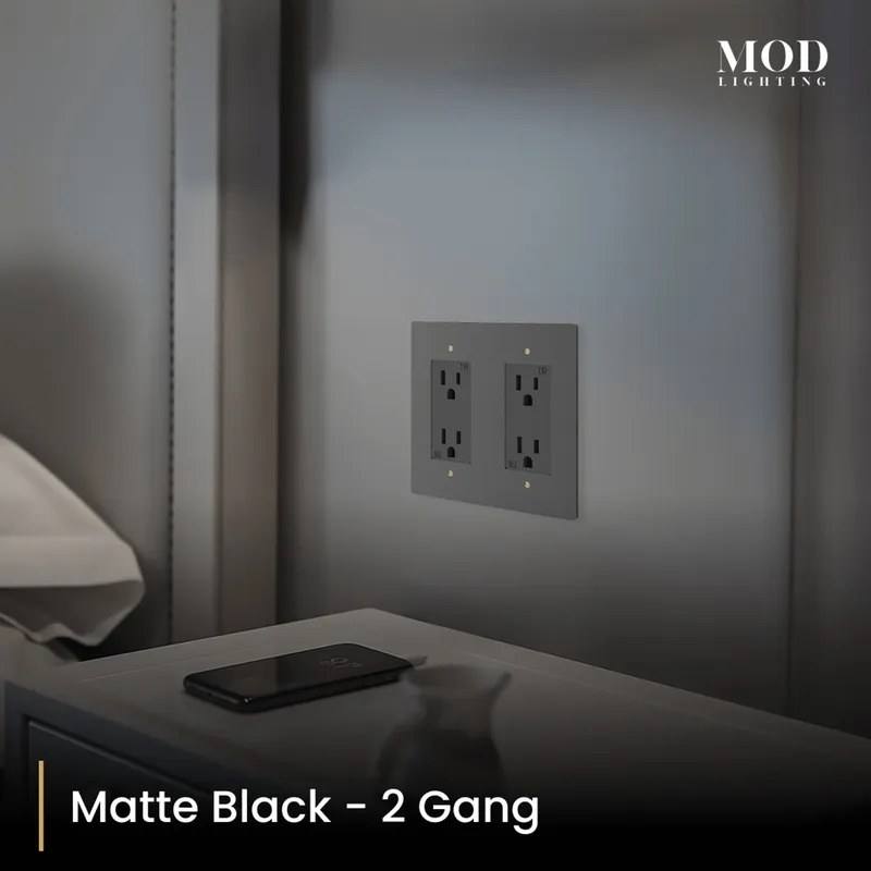 MOD Lighting Modern Wall Outlet — Matte Black / 2 Gang