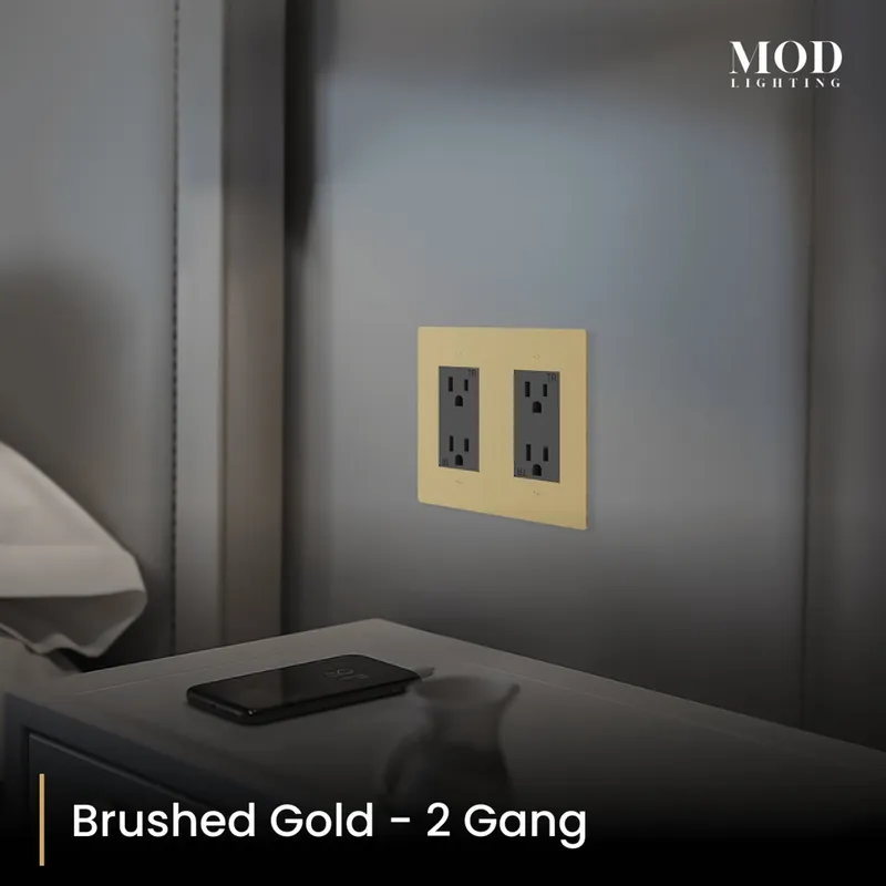 MOD Lighting Modern Wall Outlet — Brushed Gold / 2 Gang