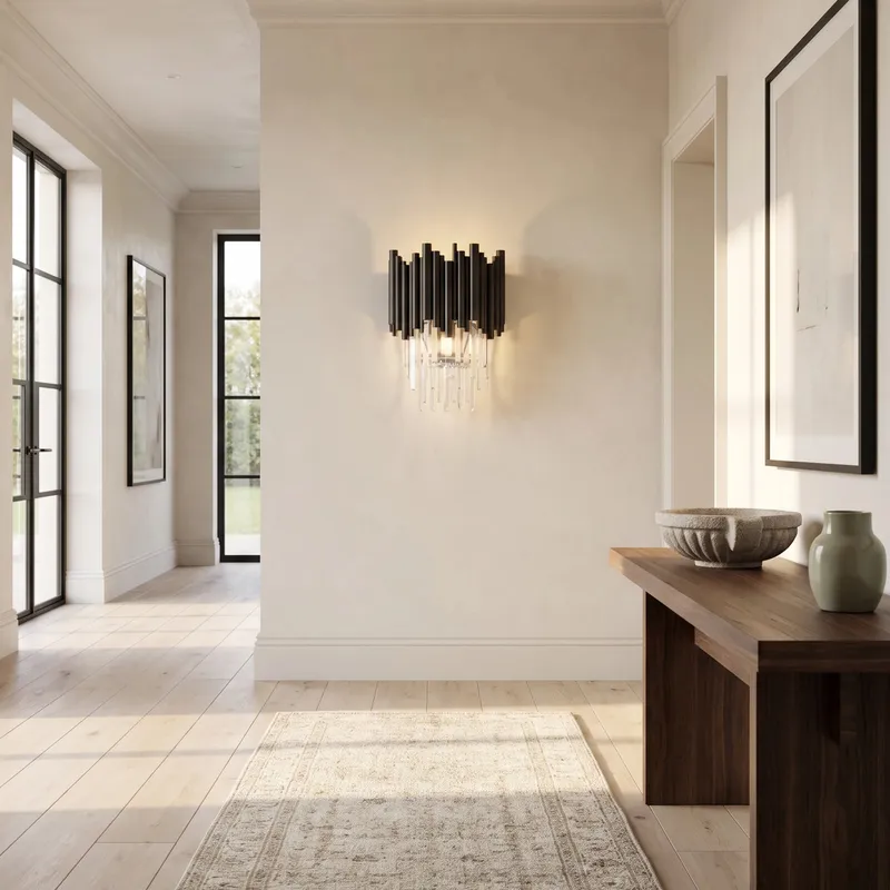 MOD Lighting Obsidian · Black Crystal Wall Sconce — Warm White (3000K)