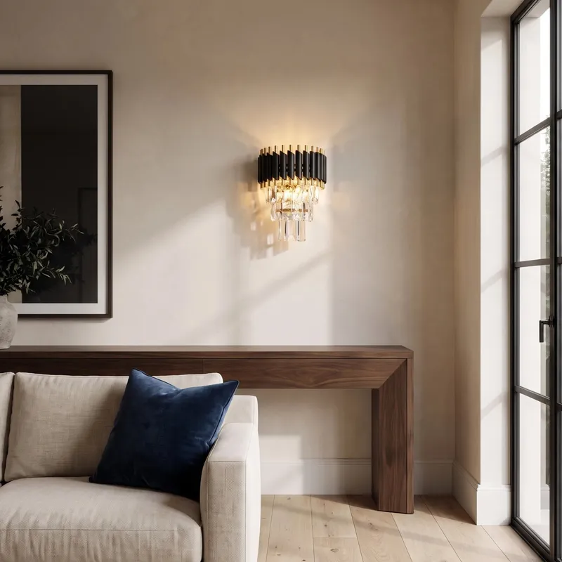 MOD Lighting Onyx · Crystal Wall Sconce in Black Steel