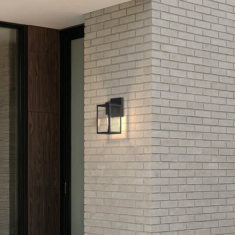 MOD Lighting Rae · Black Glass Panel Outdoor Sconce — Warm White (3000K)