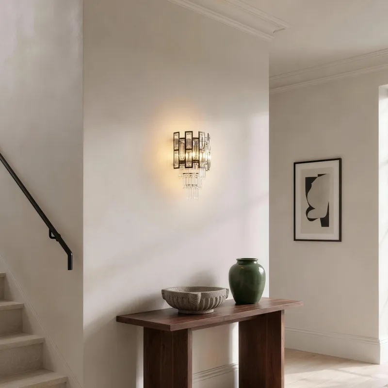 MOD Lighting Raven · Crystal-Embedded Wall Sconce in Black — Warm White (3000K)