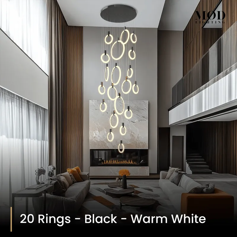 MOD Lighting Skyla — Black / 20 Rings / Warm White (3000K)