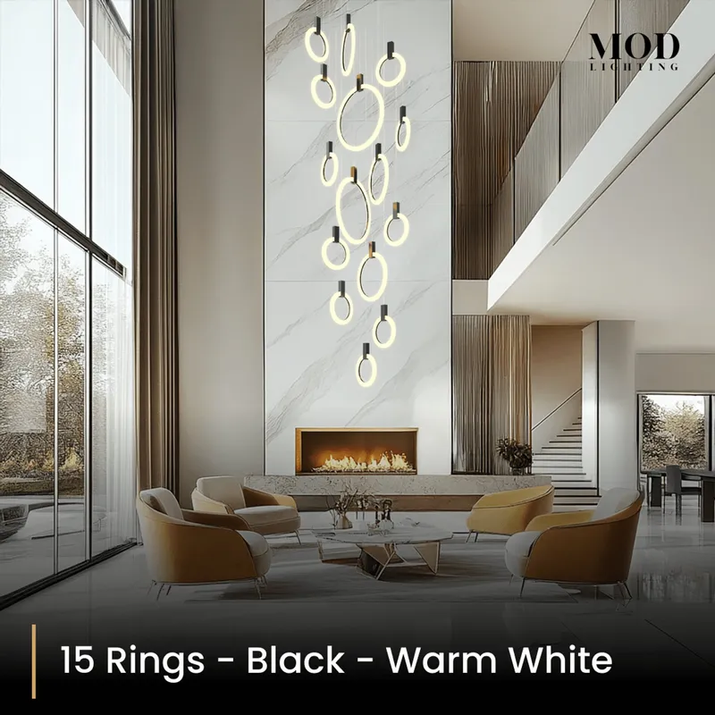 MOD Lighting Skyla — Black / 15 Rings / Warm White (3000K)