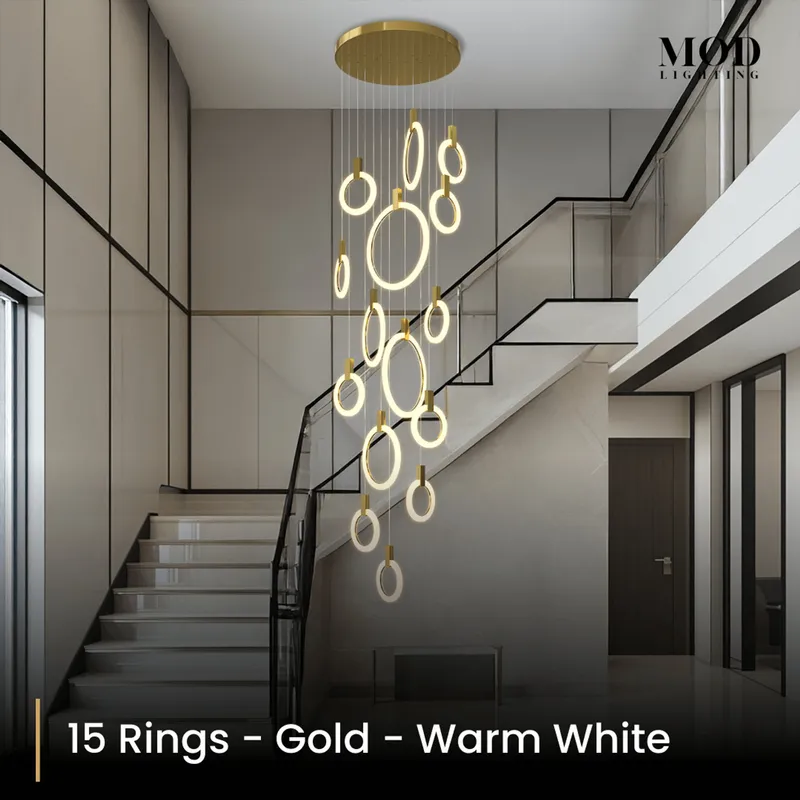 MOD Lighting Skyla — Gold / 15 Rings / Warm White (3000K)