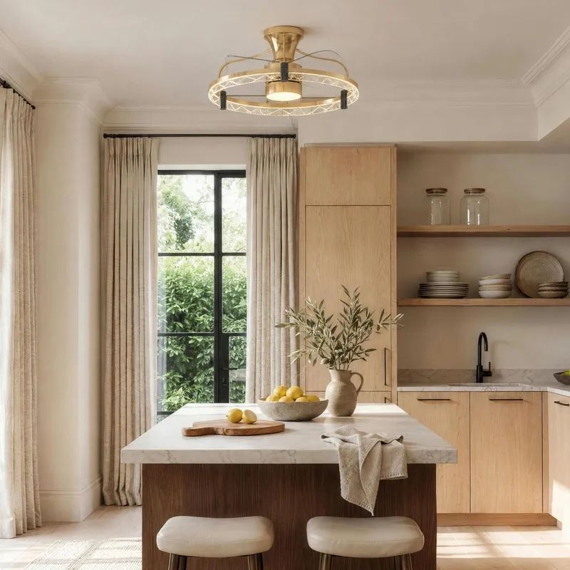 MOD Lighting Velora · Crystal Ceiling Fan Light in Gold