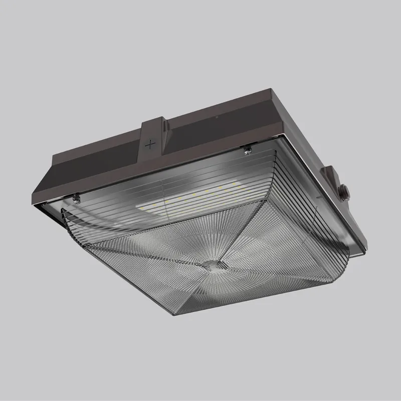 Morelux 20-Watt Bronze Outdoor Integrated LED Square Canopy Flush Mount Light Bronze