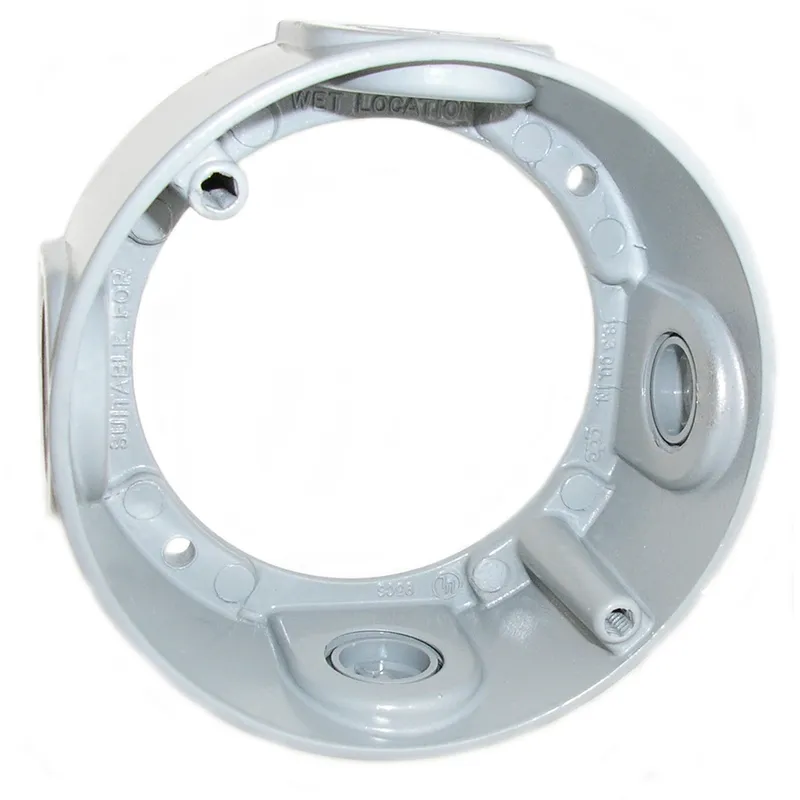 Weatherproof Round Box Extension, (4) 3/4" Outlets, 1-1/2" Deep, Aluminum, Gray